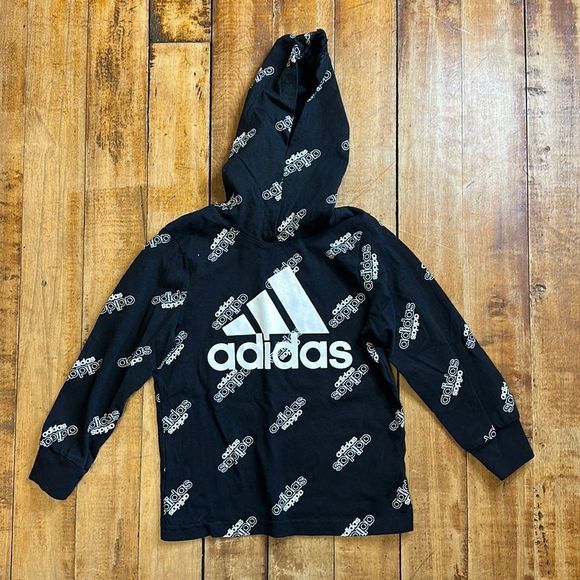 adidas Other - Adidas Boys size 4T Black Long sleeve Hooded Tshirt